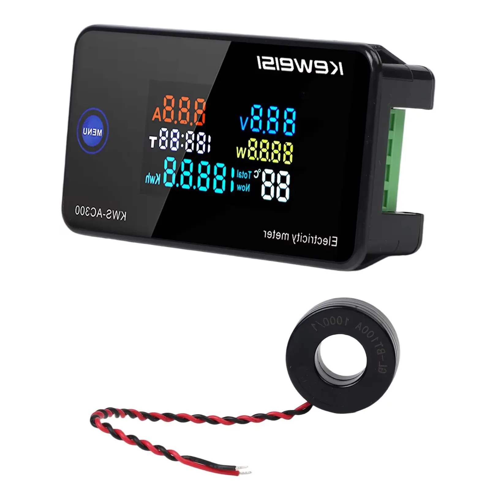 KWS-DC200 Digital Voltmeter Ammeter DC 0-200V Power Energy Meter LED Color DC Electric Wattmeter With Reset Function 0-100A
