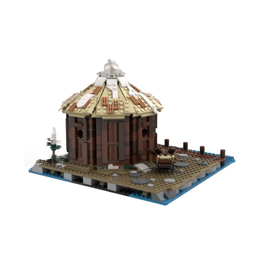 MOC Middeleeuwse Viking Dorp Opslag Hut Model Bouwstenen Dorp Stam Graanschuur Huis Architectuur Bakstenen Speelgoed Cadeau