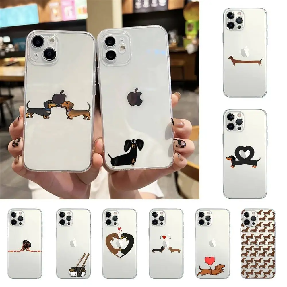 Bonita funda de teléfono D-Dachshund, funda transparente suave para IPhone 17 16 15 14 13 12 11 Pro Max Mini Plus, funda a prueba de golpes