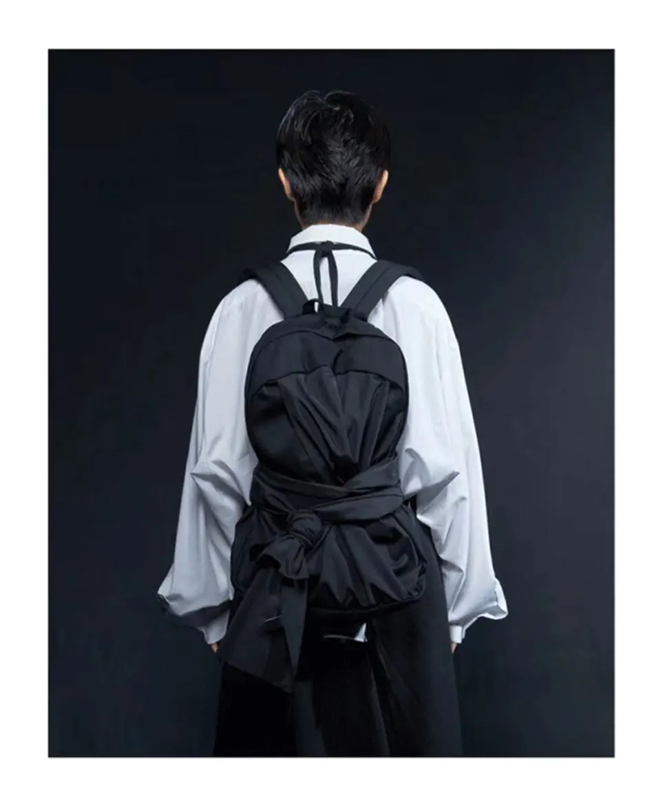 WTAII  Knot Double Shoulder Bag Trendy College Student Bookbag Girls Heart Backpack Knots Stylish Lightweight Waterp...