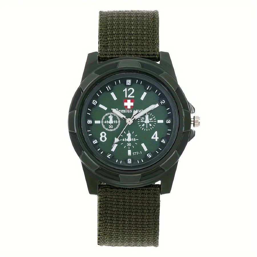 1 piece of boys' five color nylon strap, fashionable and trendy quartz watch, sports and leisure quartz watch