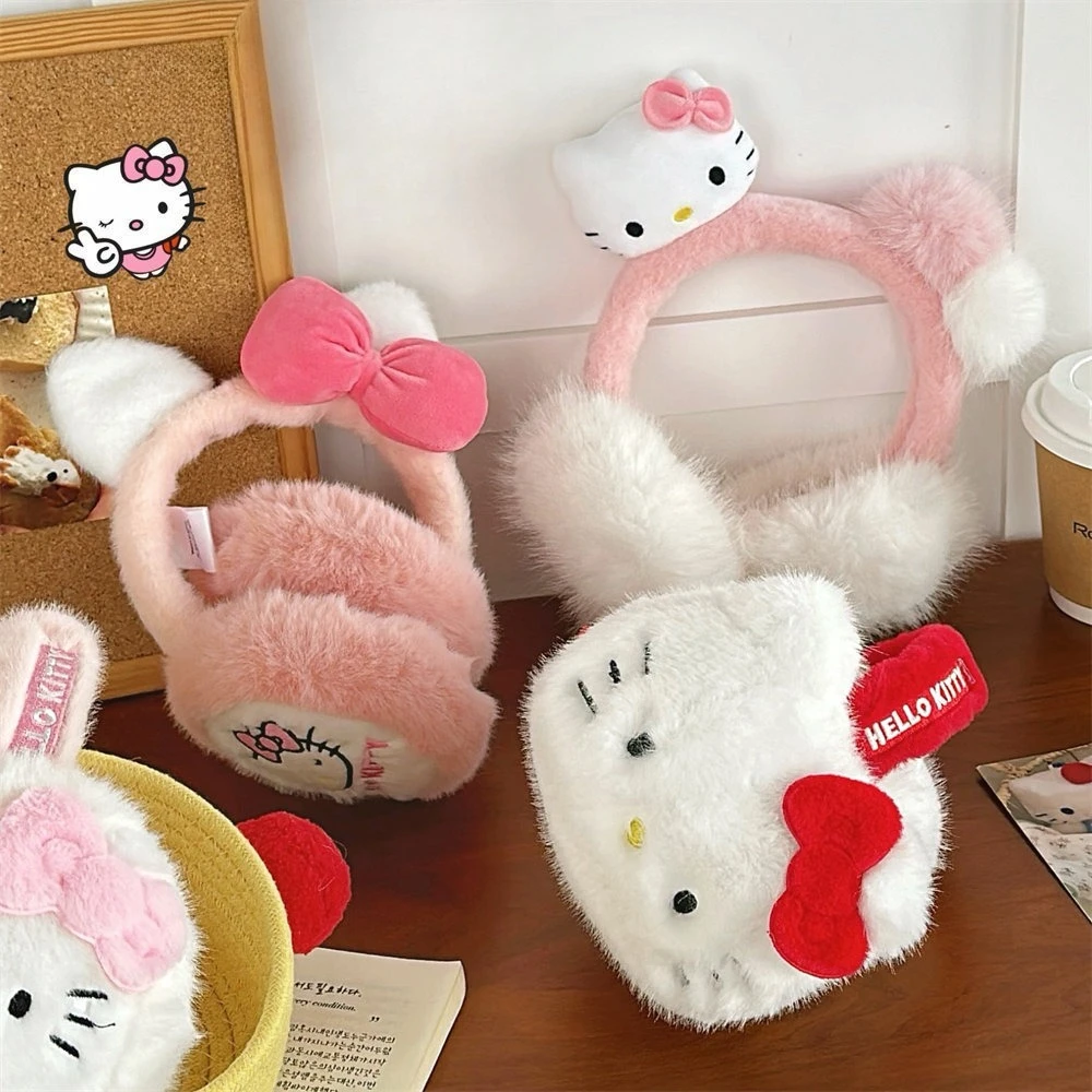 Miniso Sanrio genuine authorized cute plush Katie cat warm ear cups for autumn and winter students riding anti-freeze ear covers