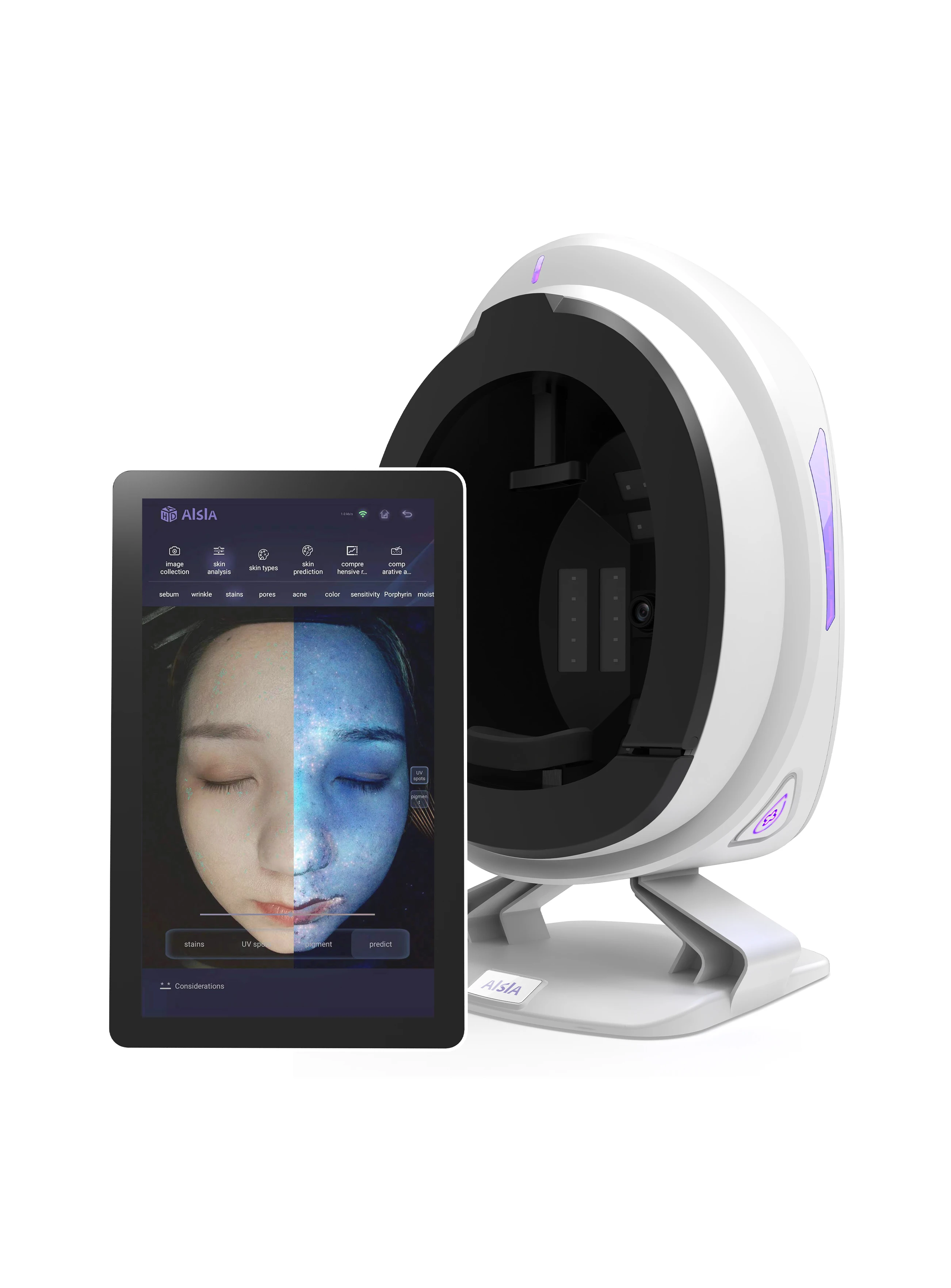 ใหม่ล่าสุด Aisia แบบพกพา 3D Magic Mirror HD Face Skin Diagnostics เครื่องวิเคราะห์ระบบเครื่องสแกนใบหน้าเครื่องวิเคราะห์ผิวสําหรับ Salon