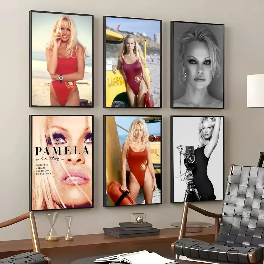 Actress Pamela Anderson Poster Self-Adhesive Waterproof Wall Stickers, Coffee Bar Home Wall Decor