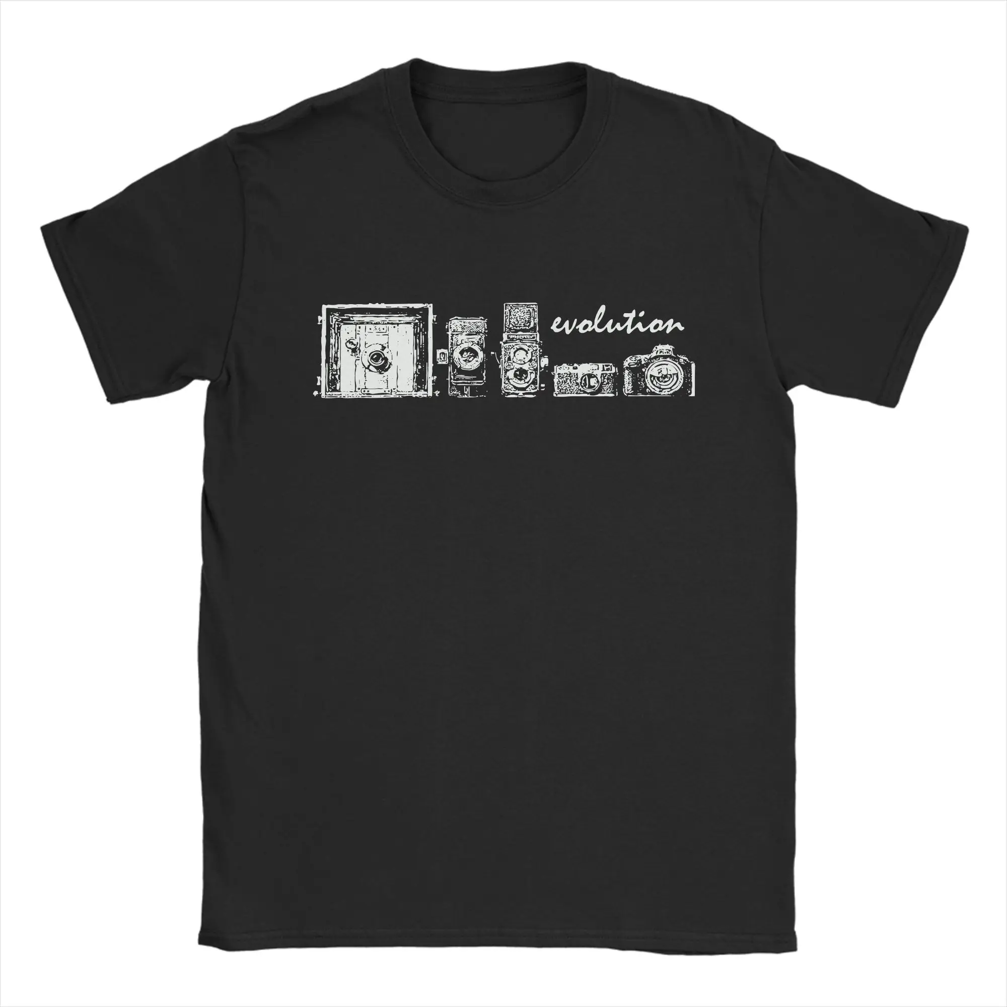 Men Evolution of the Camera Photography T Shirt Funny Photographer Cotton Clothing Round Collar Tee Shirt Plus Size T-Shirts