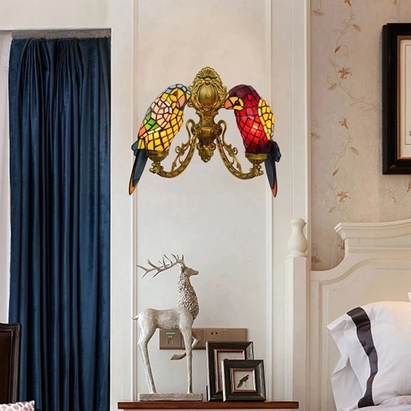 2025 Artpad Country Style Modern Parrot Wall Lights Colorful Glass Vivid Bird Shape Sconces Bedside Corridor Resturant Wall Ligh