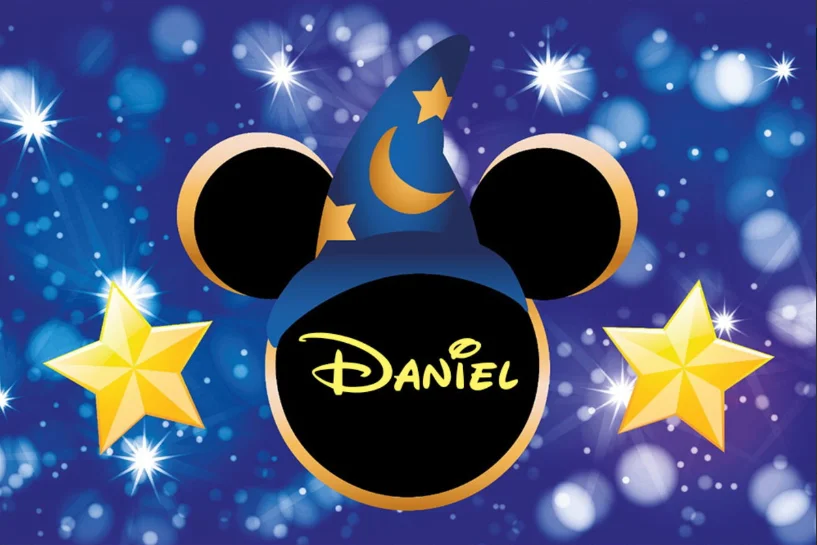 Fondo de dibujos animados de Disney para fiesta de primer cumpleaños, telón de fondo personalizado con diseño de Mickey Mouse, color azul