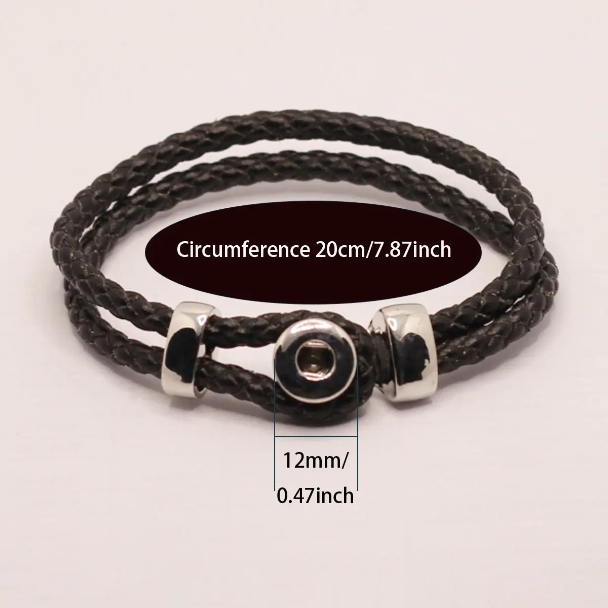 1 قطعة جديد جلد الرجال النساء المفاجئة سوار الإسورة 20 سنتيمتر صالح جولة المعادن المفاجئة الصحافة زر 12 مللي متر اليدوية مجوهرات اكسسوارات لوازم