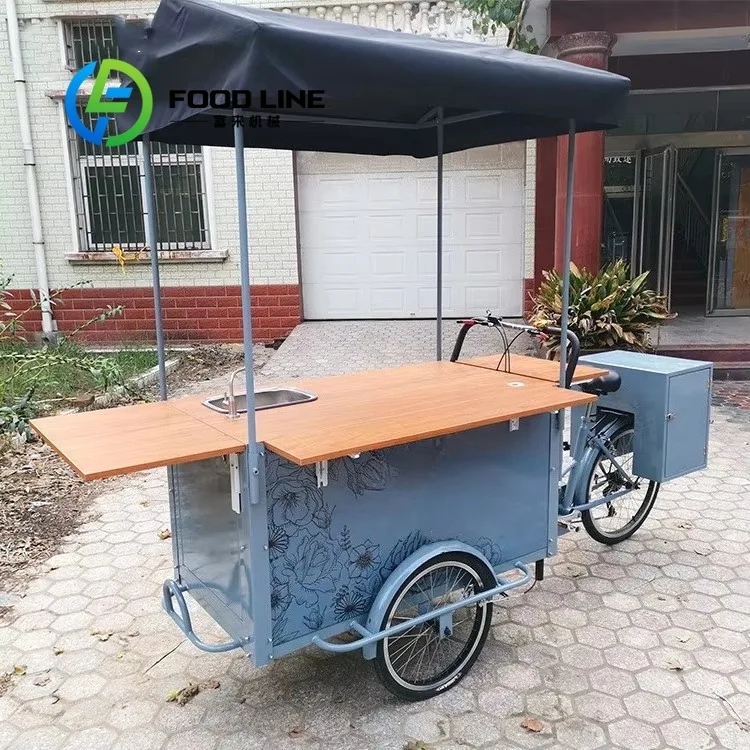 

2026 педальный трехколесный велосипед для взрослых, кофе, грузовой велосипед, прицеп, уличный автомобиль для закусок, еда, три колеса, Китай, продажа