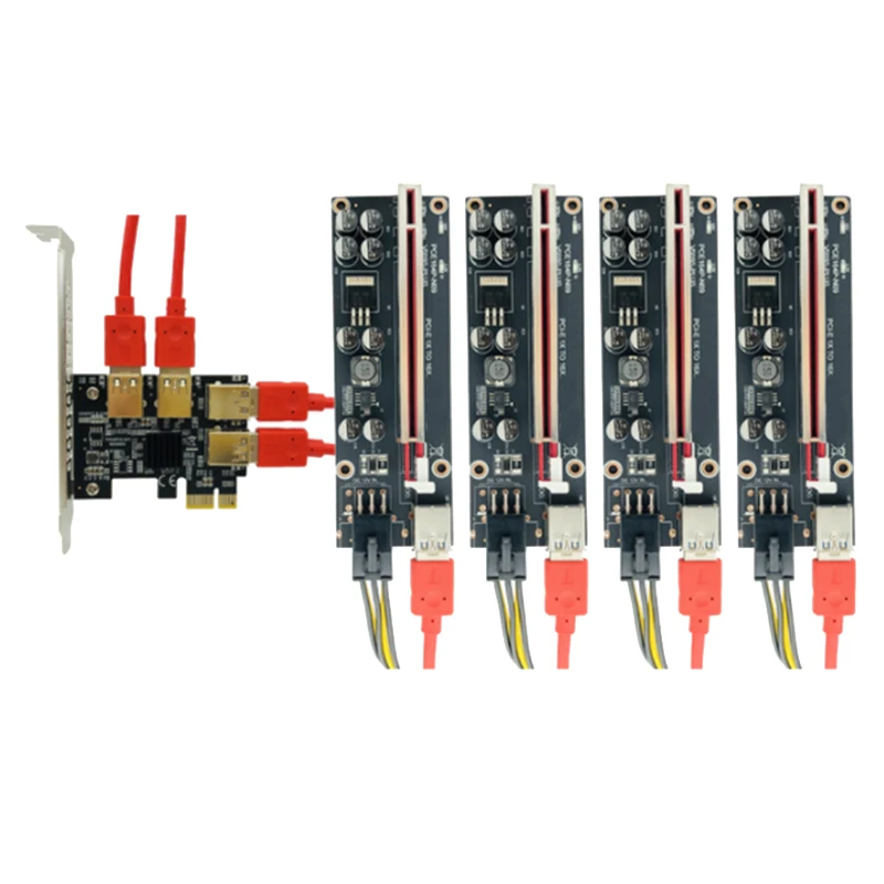 PCI-E PCIE Riser Card 1 To 4 USB3.0 Adapter Card Multiplier HUB PCI Express Riser 009S Plus Riser Pciex16 For BTC Mining