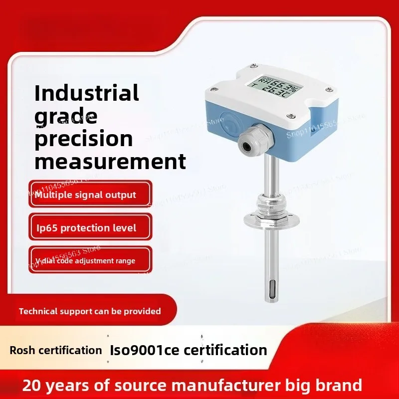 Wall Mount Temperature Humidity Transmitter with Display, 4-20mA & RS485 Output for HVAC and Environmental Monitoring