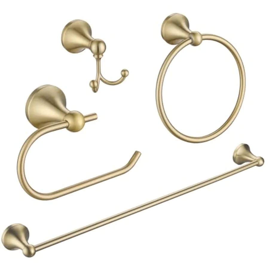 

4 Pcs Bathroom Hardware Set - Bathroom Accessories, 23.6 Inch Towel Bar Towel Hook Toilet Paper Holder Hand Towel Holder