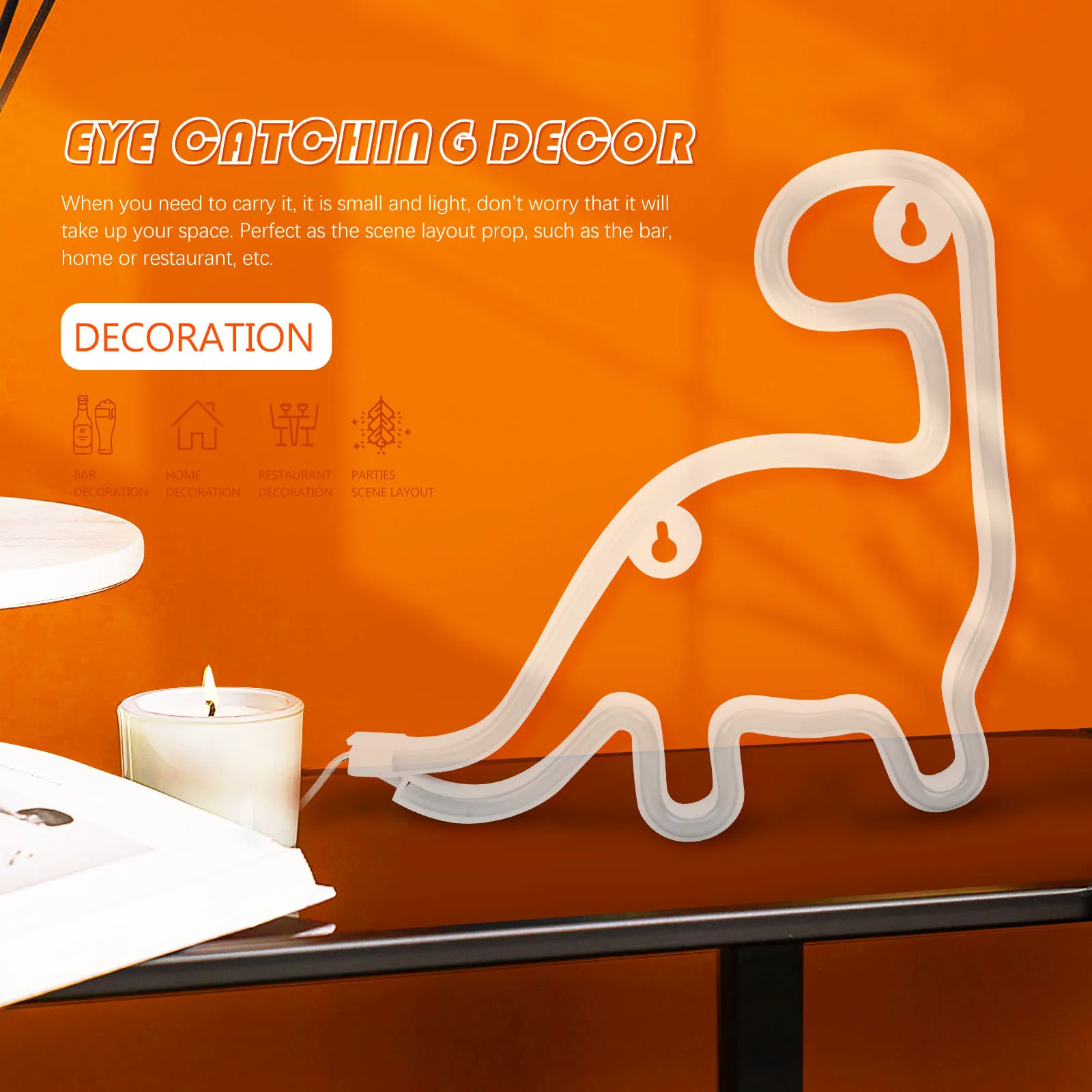 1 set di insegne luminose al neon con dinosauro, lampada a LED, luce notturna decorativa per la casa, bar, feste, camera da letto, decorazioni murali, regalo per festival di Natale