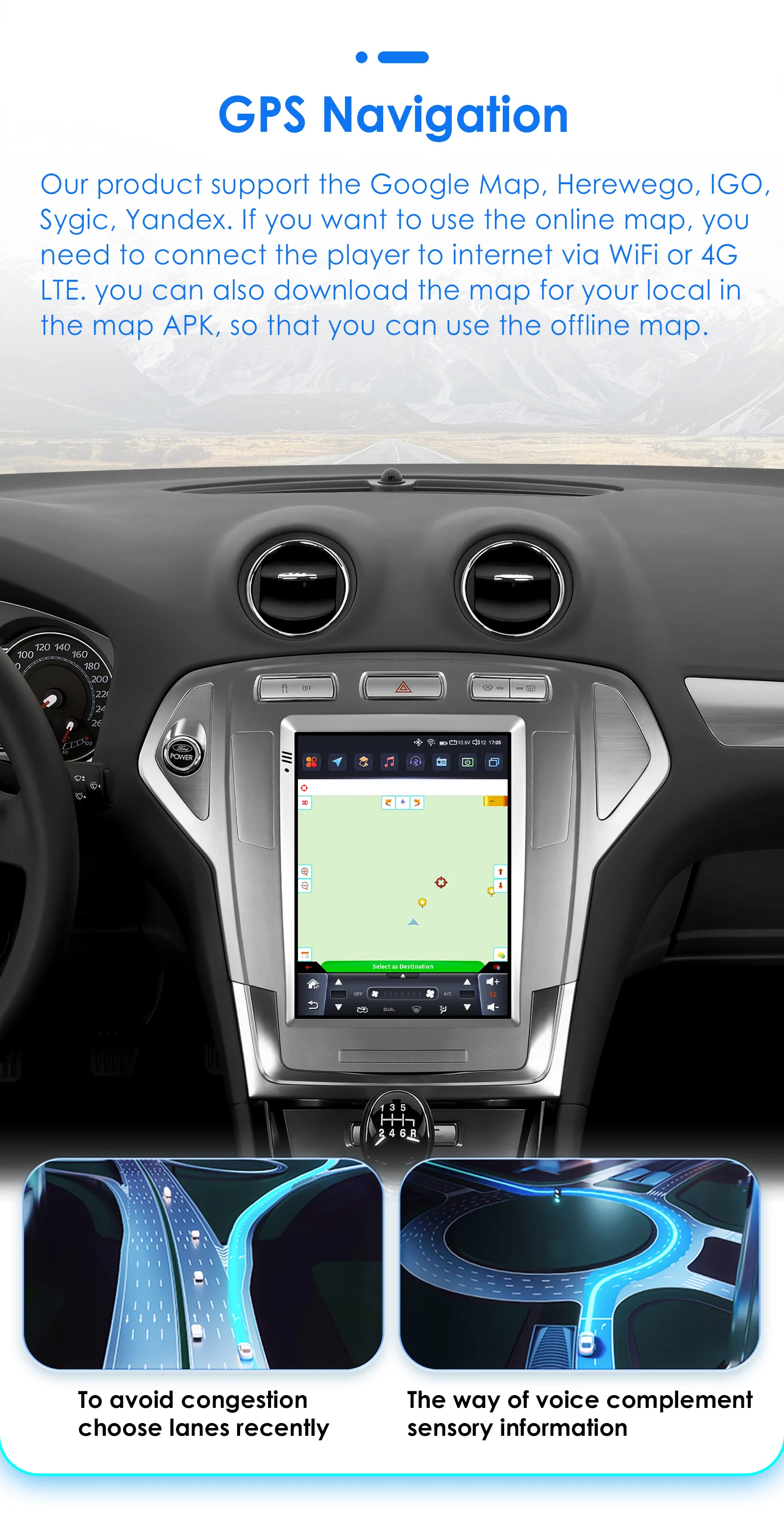 Hizpo 9.7 inch Android 14 For Ford Mondeo Mk4 Galaxy A/C 2007-2010 Car Radio Multimedia Video Player GPS 4G Wireless Carplay DSP