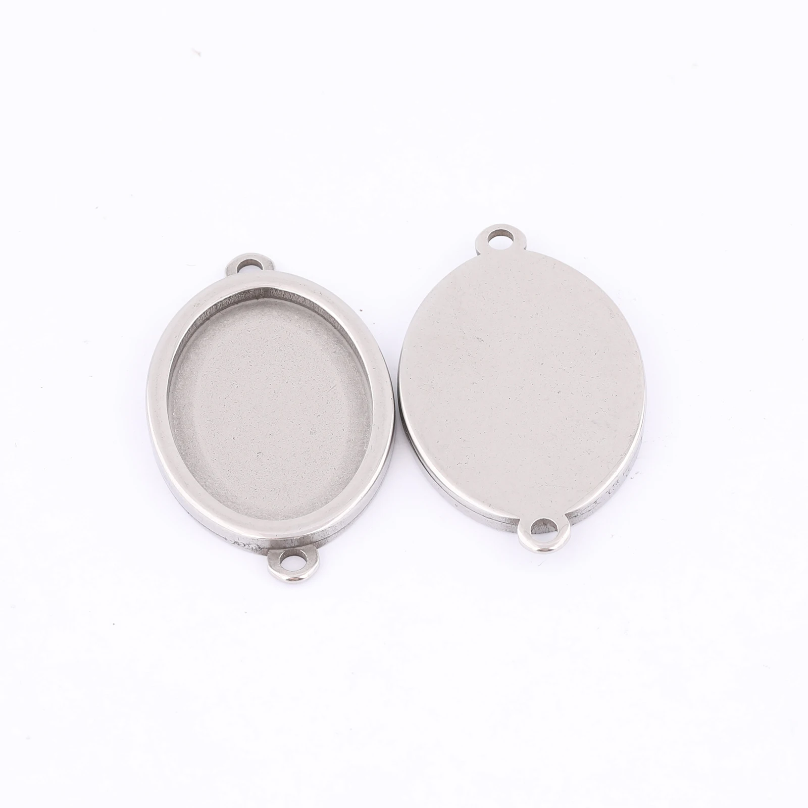 10 sztuk ze stali nierdzewnej owalne 13x18mm Cabochon złącze podstawa ustawienie puste miejsca Diy Bezel taca na bransoletkę naszyjnik tworzenia biżuterii — zdjęcie 4