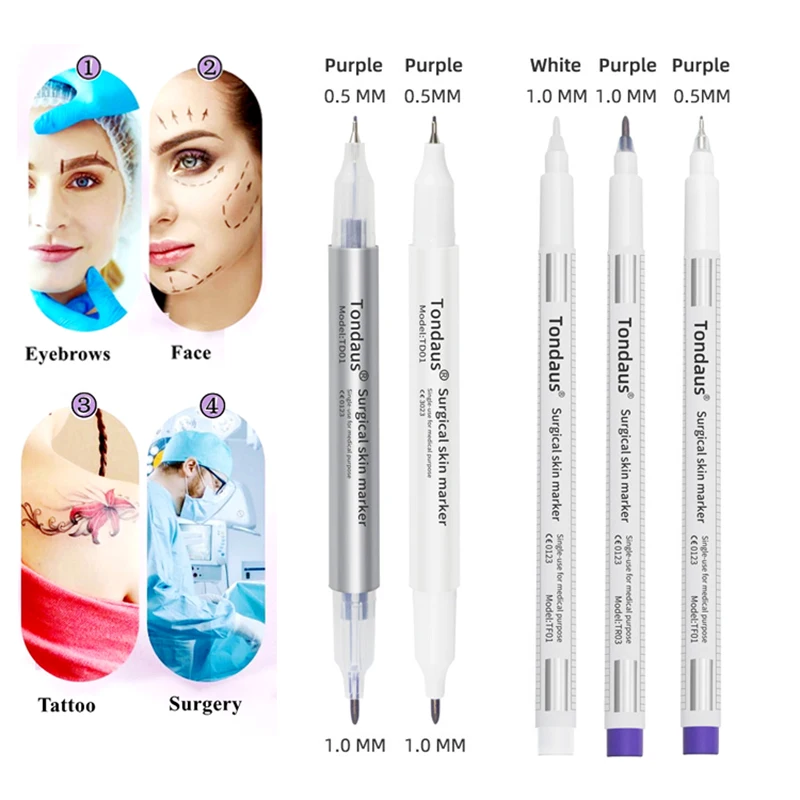 

50pcs White Mark Pen Non-toxic Ink Medic Surgical Skin Marker Pen For Permanent Makeup Microblading Eyebrow Tattoo Positioning