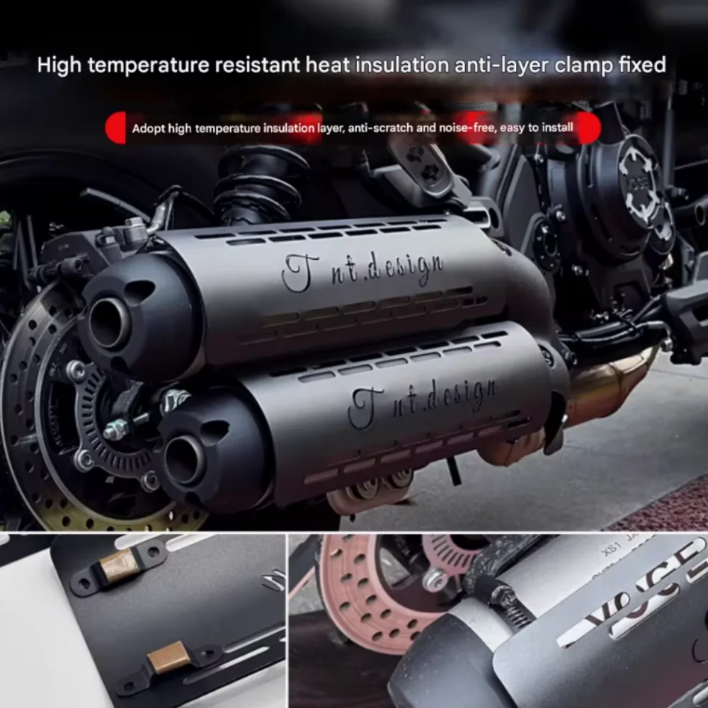 Suitable for VOGE cu525 motorcycle modified exhaust anti-scalding cover exhaust cover carbon steel protective cover CU525