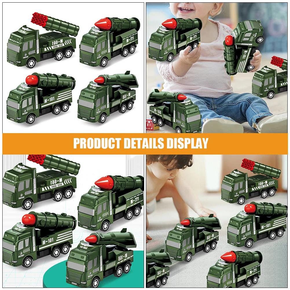 4 Pcs Pull Back Engineering Vehicle Cartoon Push Toy Mini Cars Baby Infant Construction Pulling Plaything Children