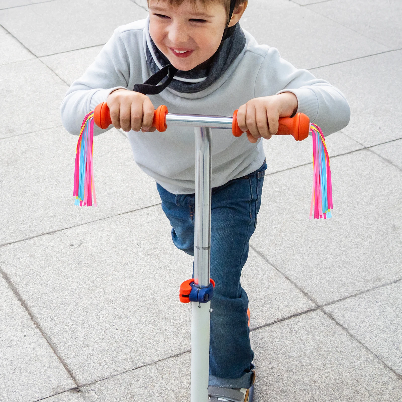 

A Pair Of Kids Bike Handlebar Streamers Colorful Scooter Tassels Sparkly Windproof Easy Install For Children'S Bicycles