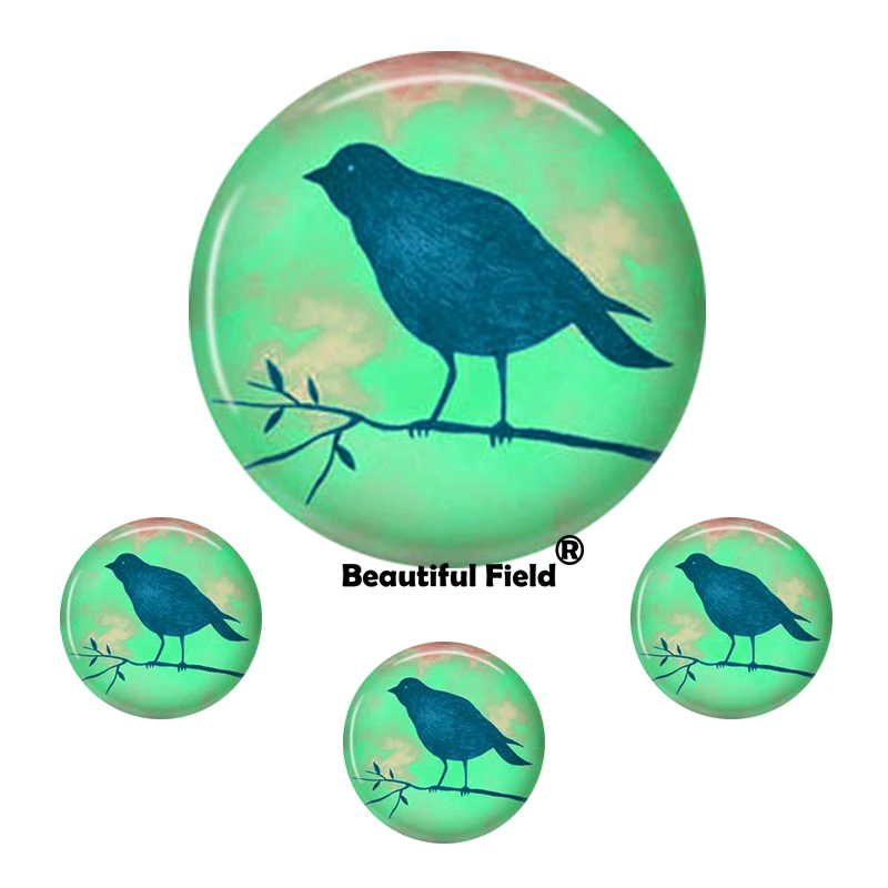 10mm 12mm 25mm 14mm 16mm 18mm 20mm 30mm Photo Pattern Round Glass Cabochons Colorful Flowers Birds
