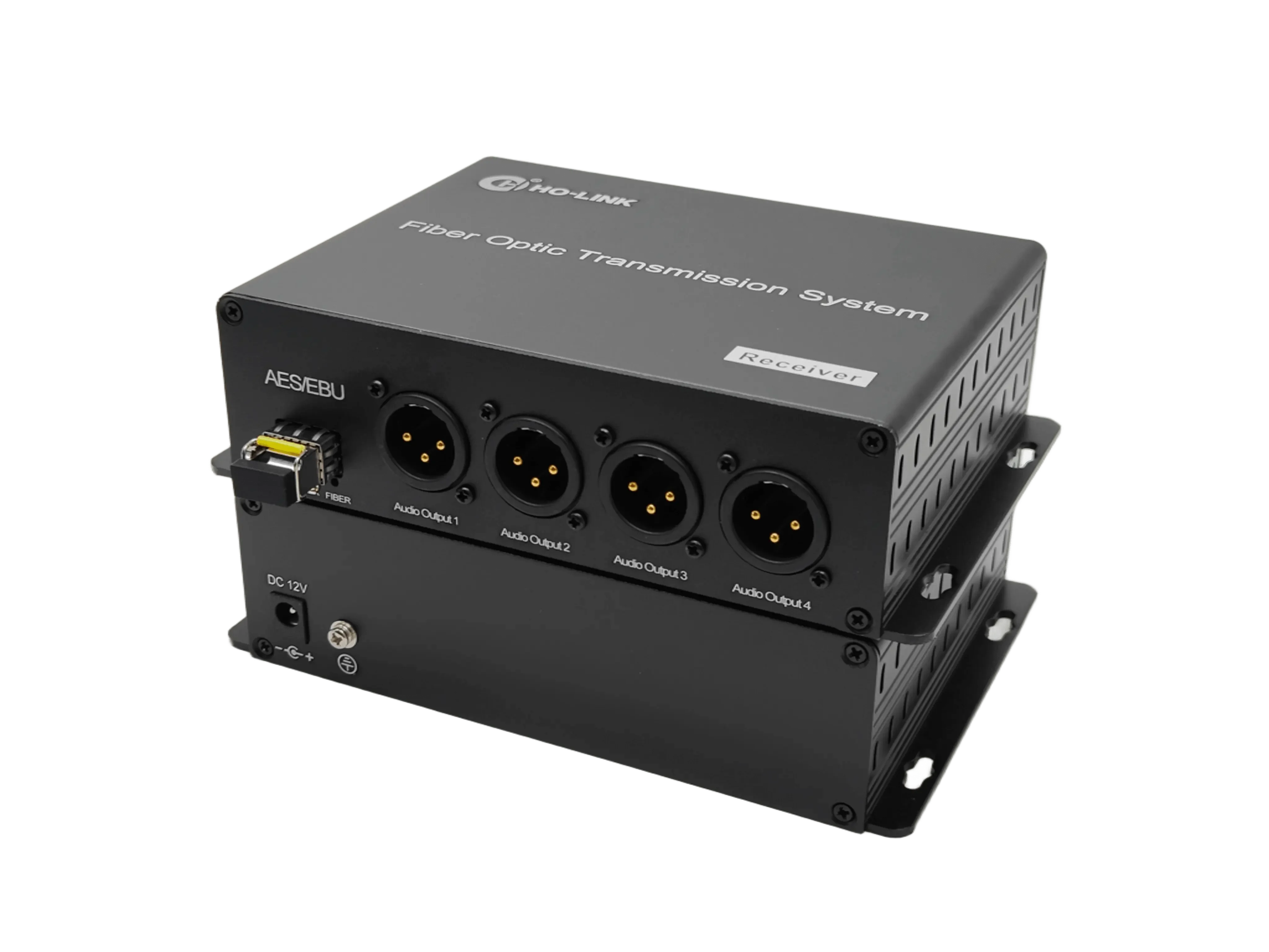 Konverter Audio XLR 4-ch ke Fiber Audio Seimbang Melalui Serat Tunggal AES/EBU Audio Over Fiber Extender