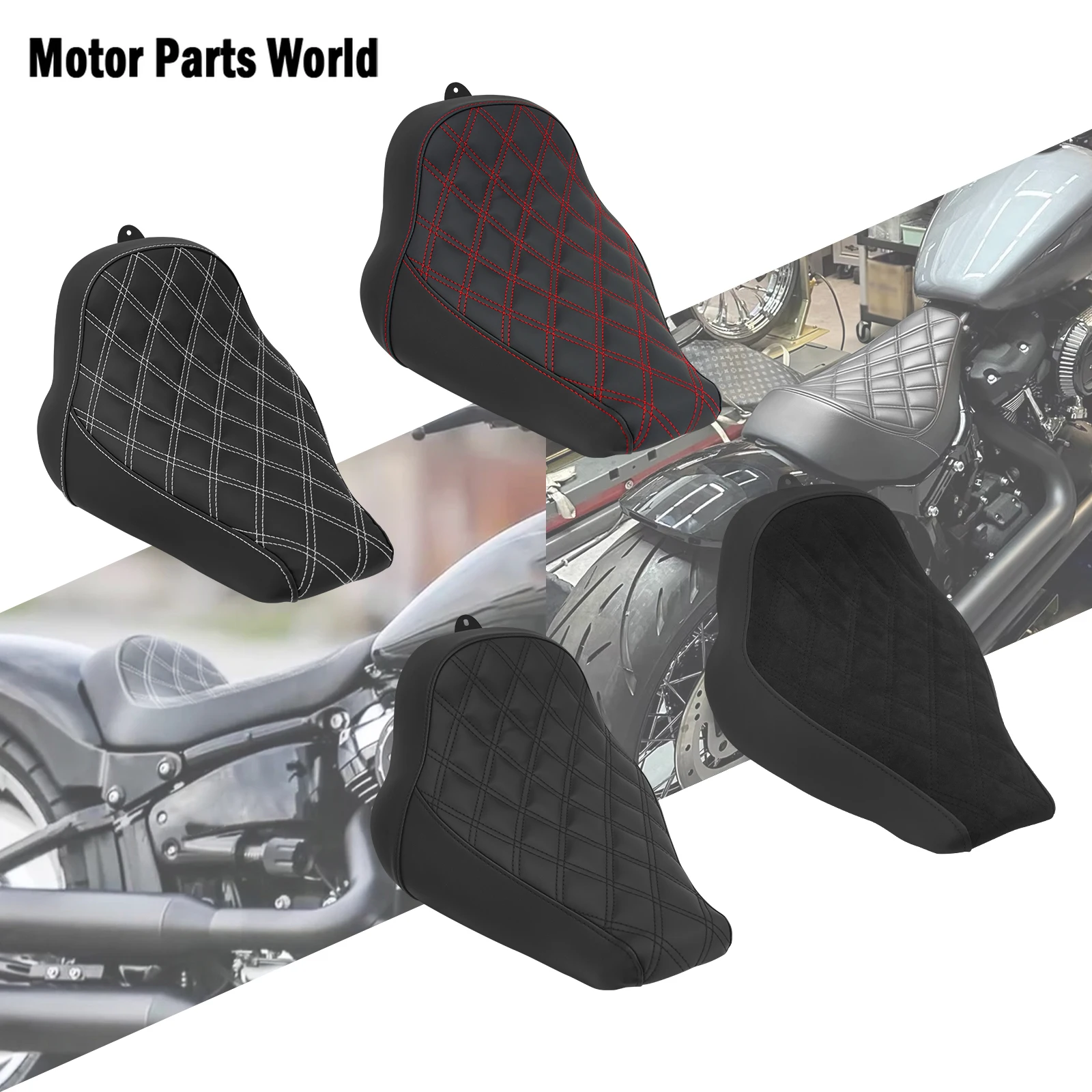 

Motorcycle Solo Driver Seat Diamond Low Profile Front Cushion Seat For Harley Softail Fat Boy Breakout Street Bob FXLR 18-Later