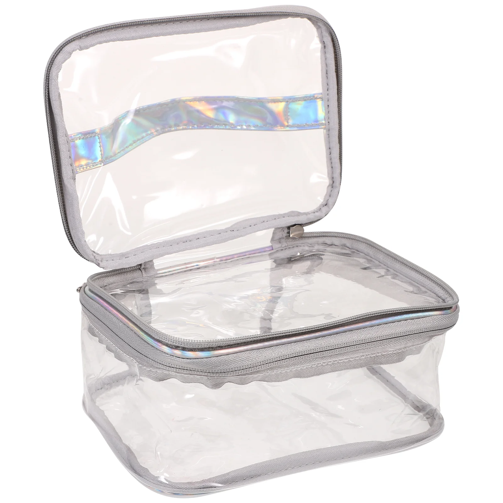 Waterproof Bag Large Makeup Cosmetics Pouch Travel Clear Toiletry Organizer Aluminum Alloy Pu Woman Carrying