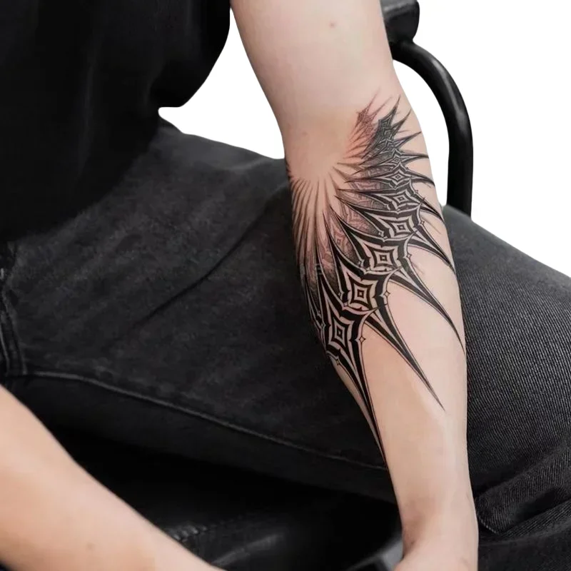 

Black Cool Sector Shuriken Herbal Juice Temporary Tattoos Arm Leg Body Art Durable Waterproof Fake Tattoo Sticke for Women Men