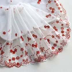 1Yard 18cm wide redPink Handmade DIY Clothing Accessories Embroidery Lace Fabric Curtains Sofa Lace Trim For Wedding Dress