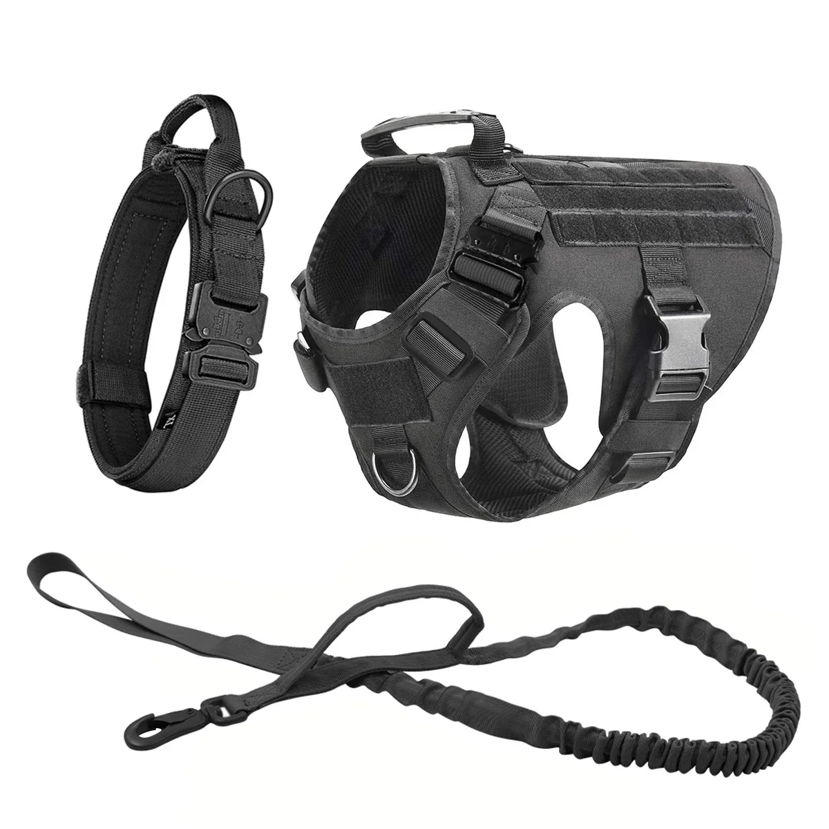 

Large Dog Military Harness Collar Leash Pet Training Vest Tactical Adjustable Harnesses for Doberman Alaska Dogs Accessories