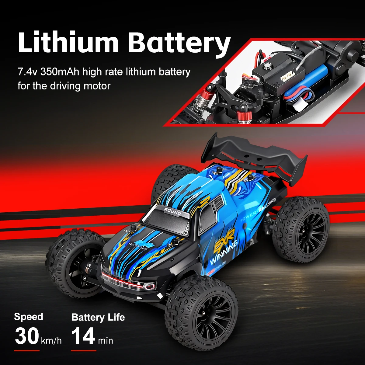 New WLtoys 1:28 244018 RC Car  2WD High Speed Bigfoot Car 30KM/H 2.4G Remote Control Racing Car With Gyro Toys Christmas Gift view 6