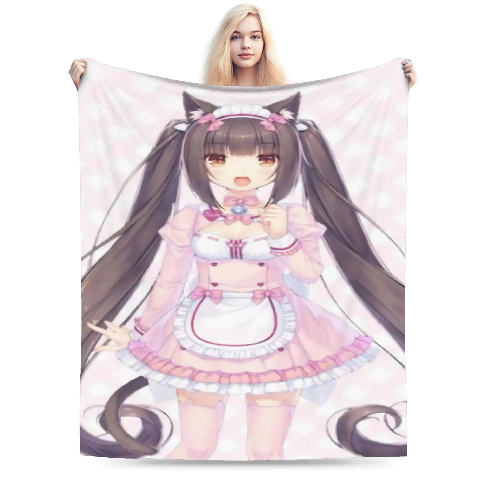 Cozy Anime N-Nekopara Blanket Stuff Bed Decorative  Throw Blankets Soft Flannel for Office