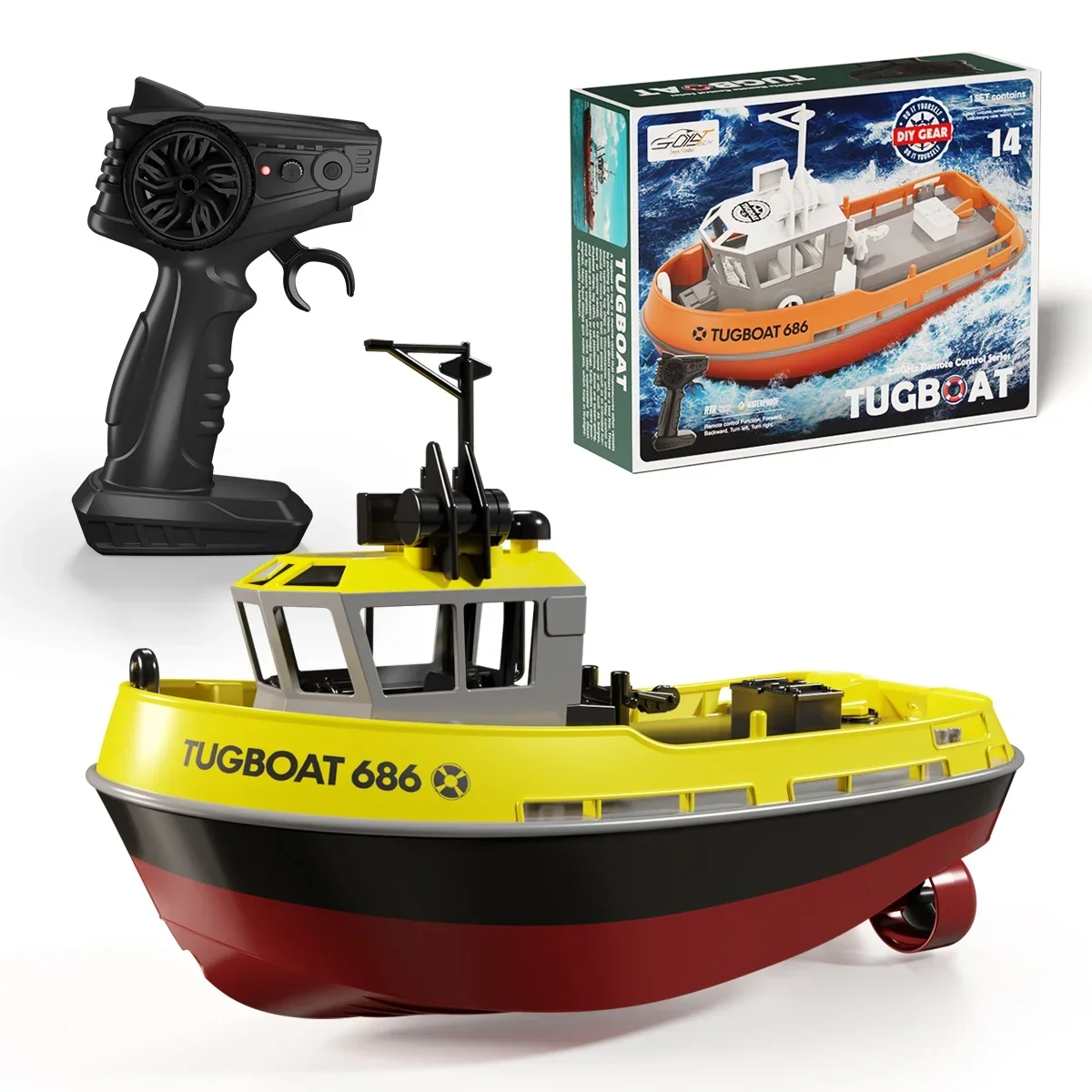 NEW Wireless 686 RC Boat 1/72 Powerful Dual Motor Radio Control Shipboat 2.4G Electric Remote Control Tugboat Model Toys for Boy