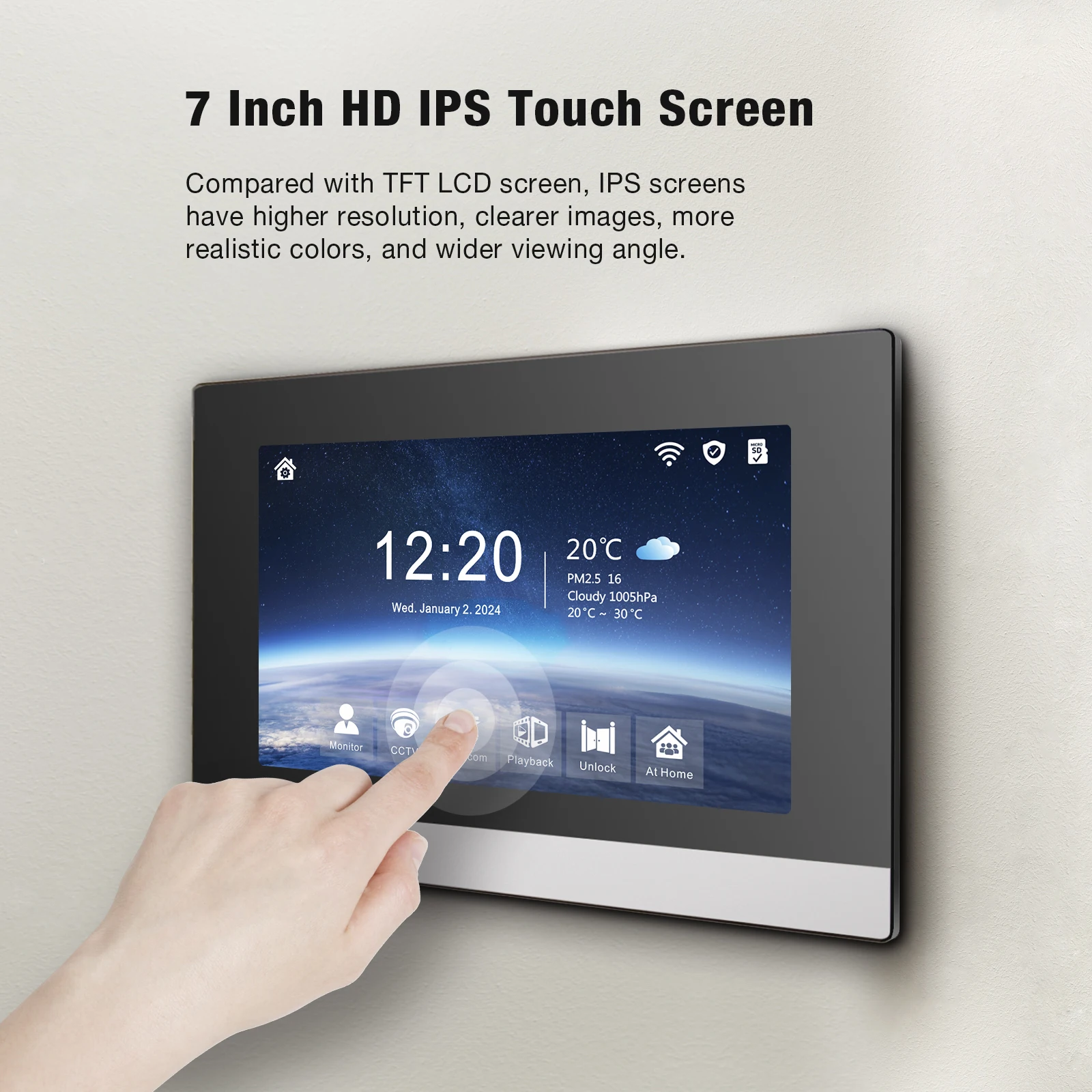 Tuya Wireless IPS 10 " touch screen 1080P camera video intercom kit, with mobile detection, ID access control unlocking,