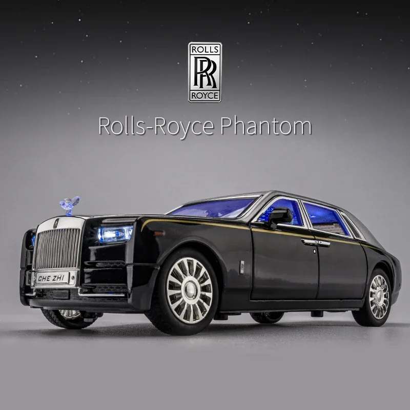 Rolls Royce Phantom ain Modelo de Carro Alloy, Diecasts, Veículos de Brinquedo, Modelo de Carro Leve e Som, Puxar, Brinquedos Infantis, Presentes, 1:24