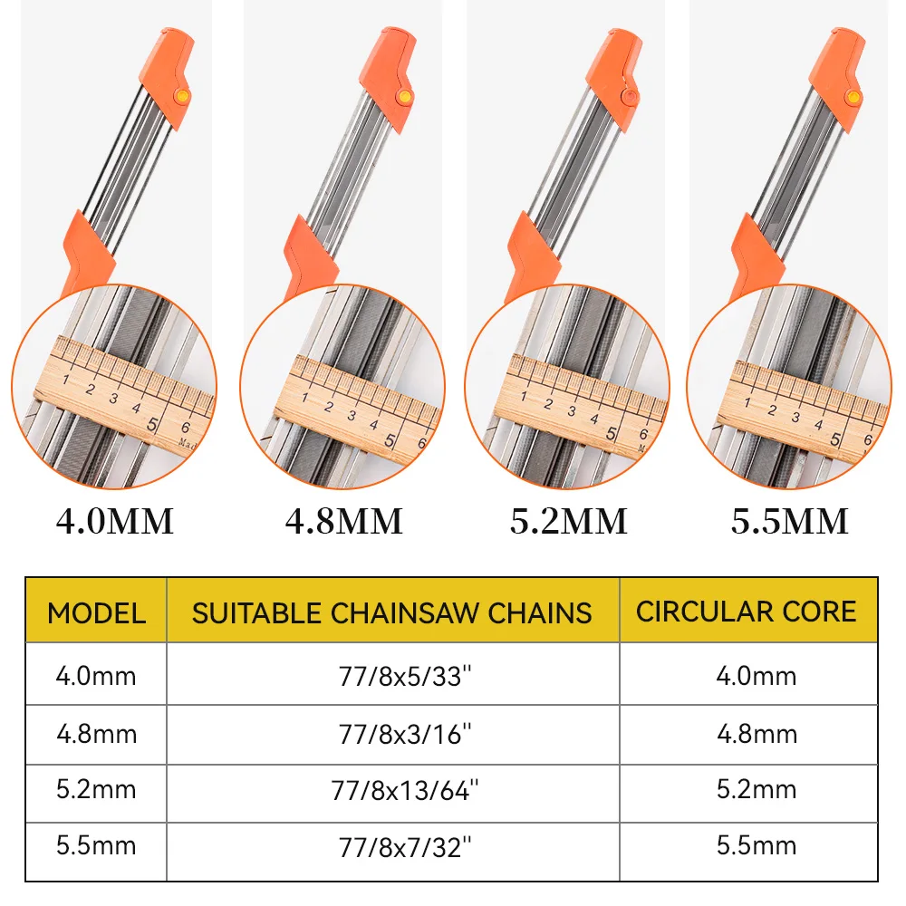 2 IN 1 Easy File Chainsaw Chain Fast Sharpener Metal File Tool 4/4.8/5.2/5.5mm Rubbing Teeth Chain Grinding File Sharpener Tool