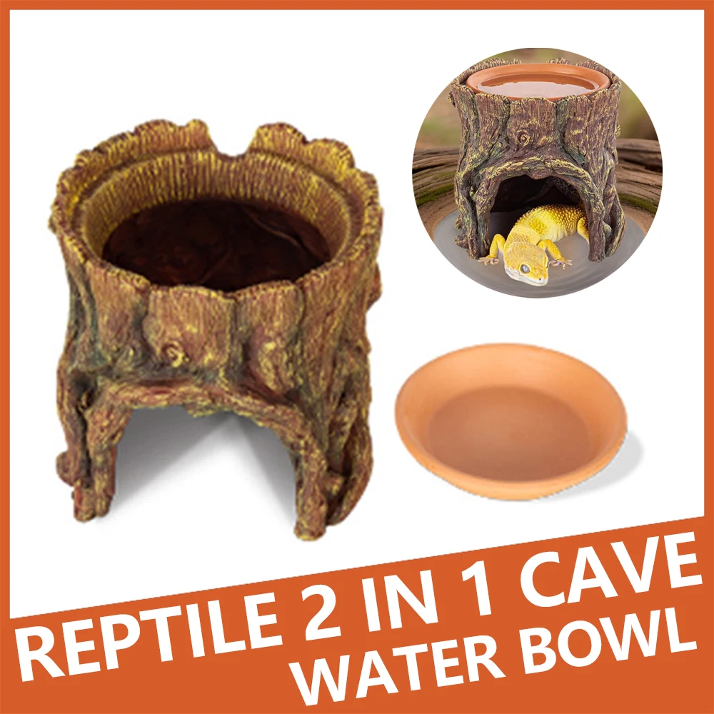 Reptile Hide Cave Moisturizing 2-in-1 Cave Basin Humidifier Leopard Gecko Helps Molting Reptile Amphibian