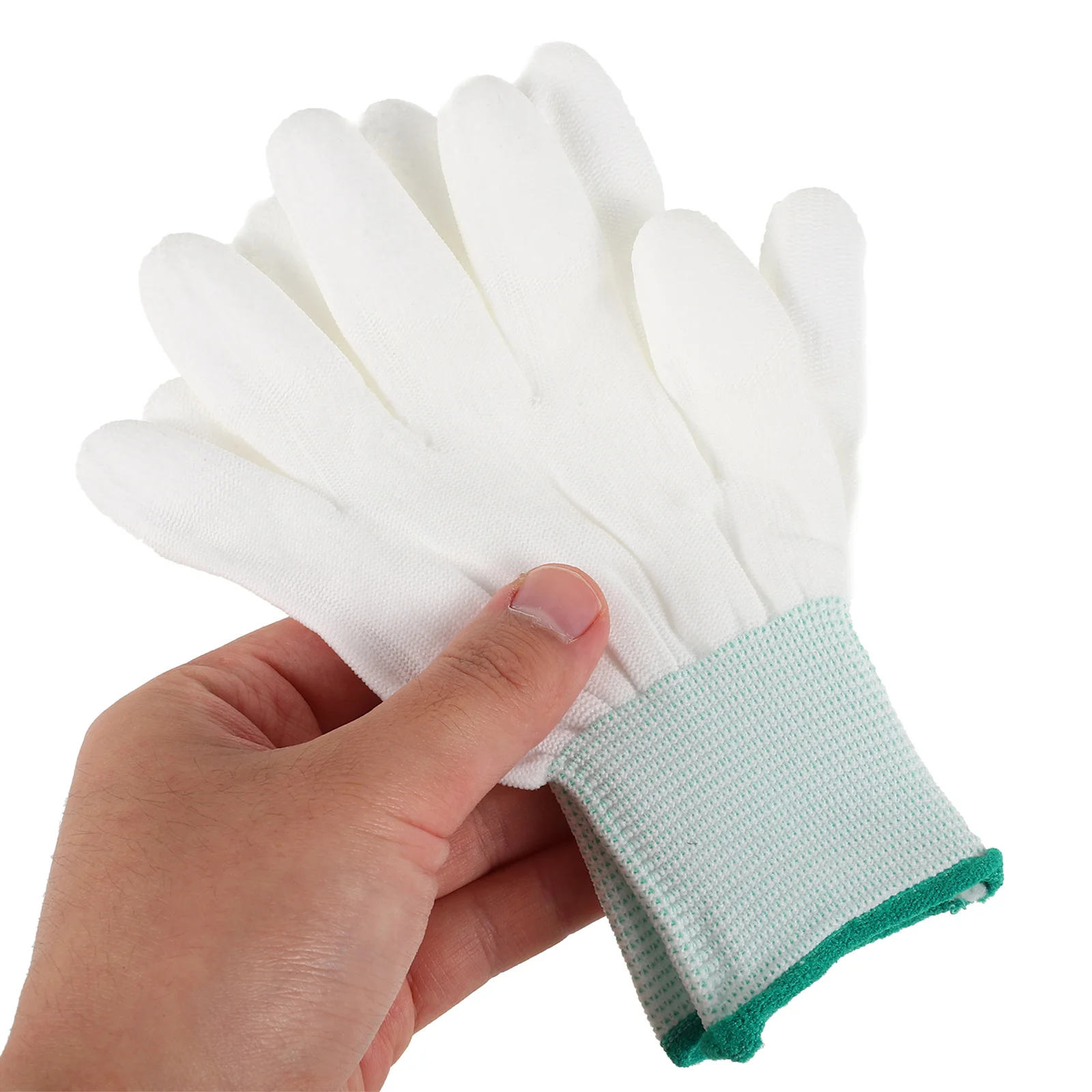 

12 Pairs Pu Coated Gloves Anti-Static Nylon Quilting Grip For Sewing Lightweight Green Reusable Work Safety Gloves Labor