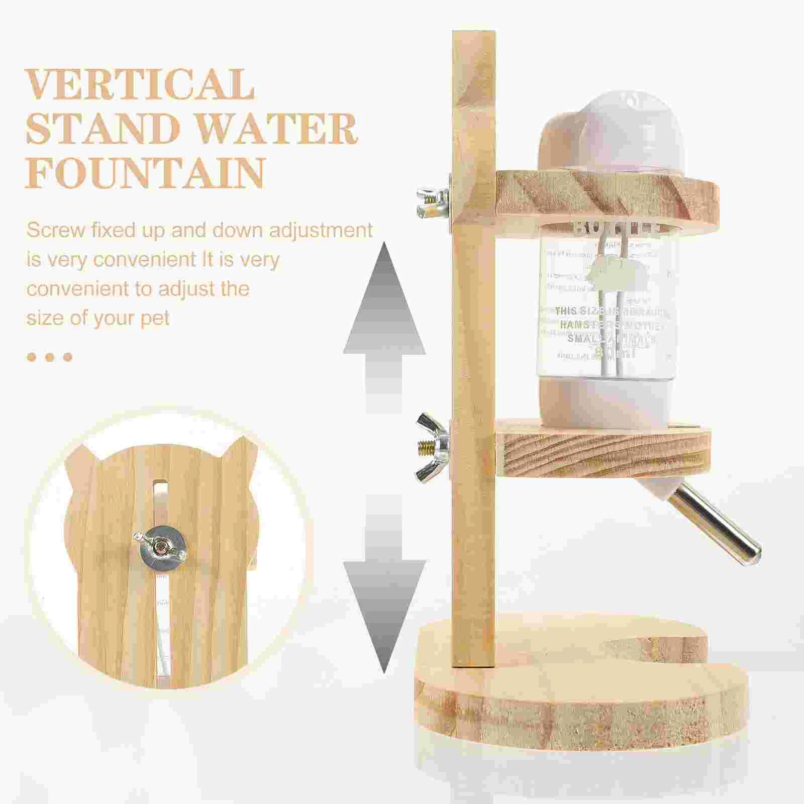 Water Dispenser Water Fountain Waterer Cage Dispenser Small Animals Hamster Bottle with Stand Wooden Professional Feeder Kettle