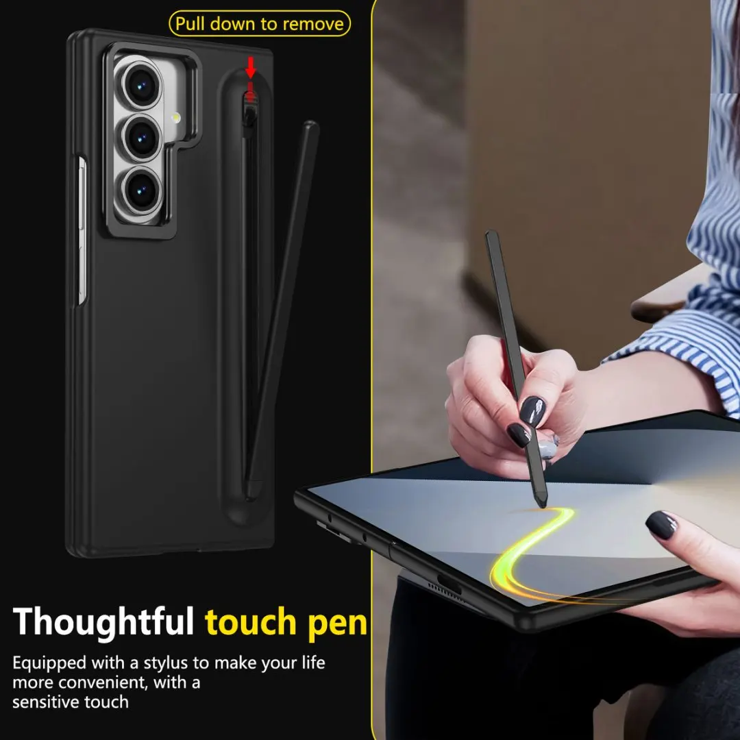 Phone case with S Pen for Galaxy Fold6 Fold5 Built in Screen Protector Phone Cover with Foldable Kickstand Fold7 Fold4  Cover - Image 5