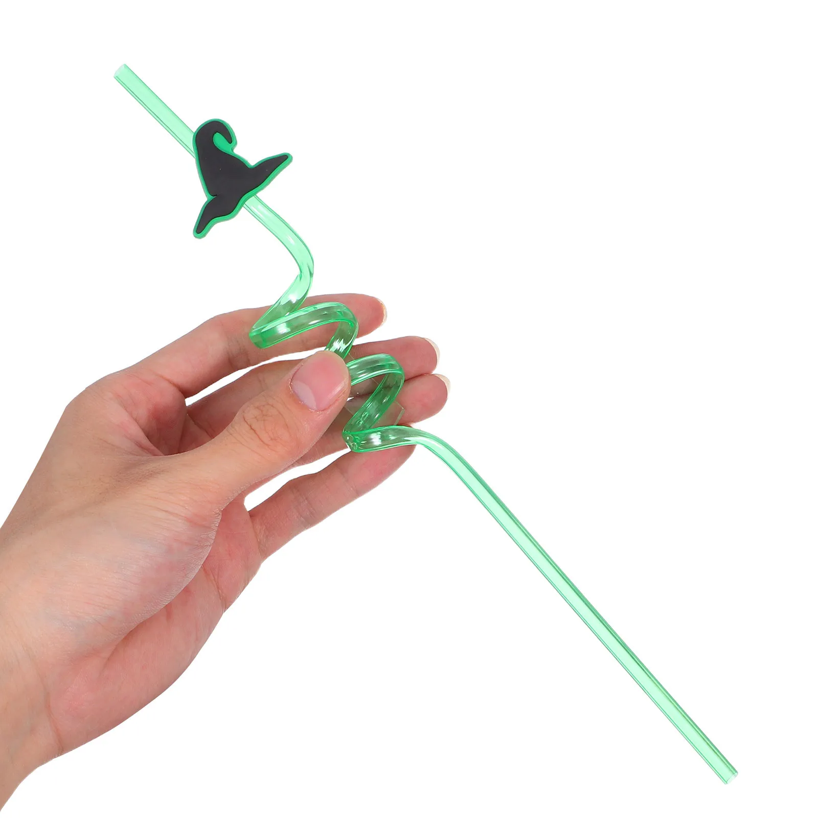 

12Pcs Halloween Straws Plastic Reusable Spiral Witch Hat Drinking Straws Party Beverage Accessories Juice Cocktail