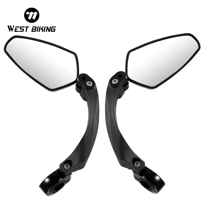 WEST BIKING Universal Bicycle Rear View Mirror Wide Angle MTB Road Electric Bike Handlebar Mirror Scooter Cycling Accessories