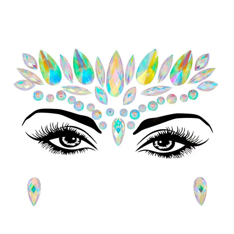 Sexy Face Tattoo Stickers Glitter Fake Tattoos Rhinestones for Woman Temporary Tattoos Party Kids Holiday Face Jewels Tattoo