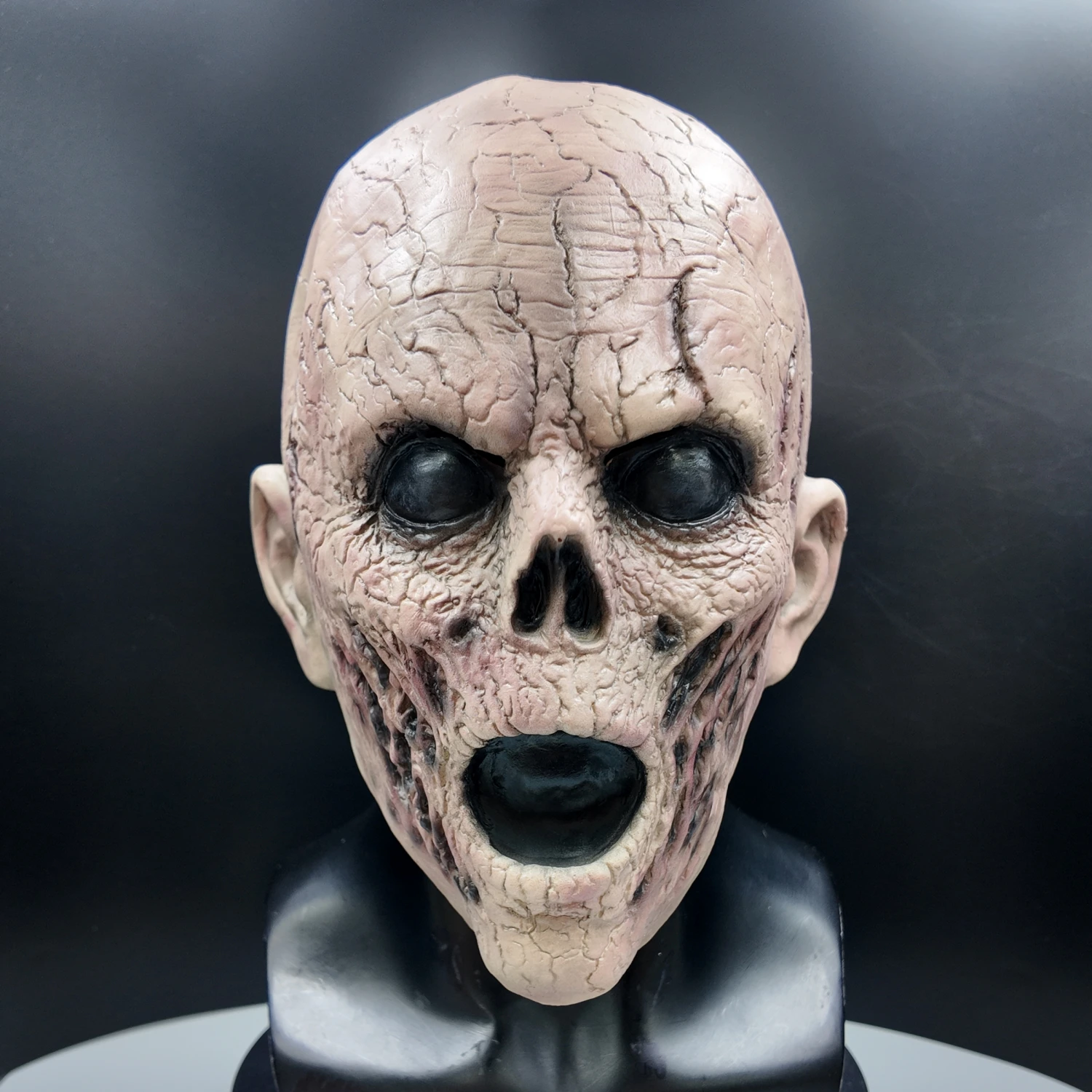 Halloween Latex Totenkopfmaske – Schreiende Zombie-Horrormaske für den ganzen Kopf – Gruselige Geister- und Gefangenen-Cosplay-Party-Kostüm-Requisite – Detail 3