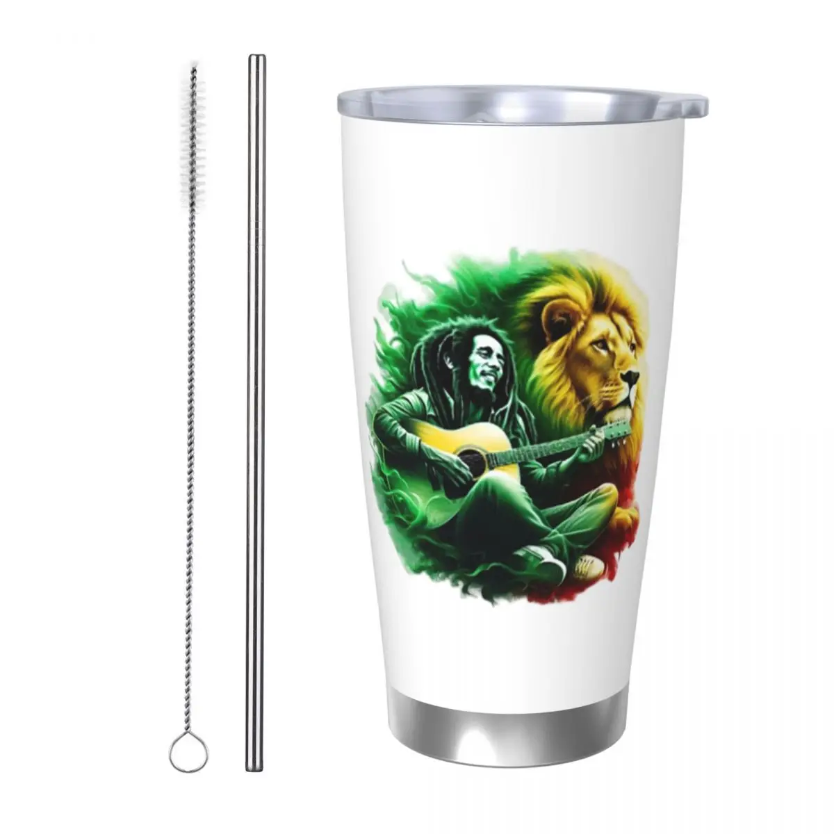 

Bob Marley One Love Stainless Steel Tumbler Vacuum Insulated Mug Thermal Cold Cups Straw With Lid 20oz