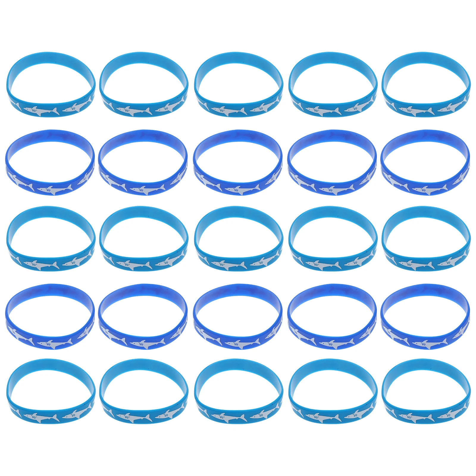 

25pcs Silicone Bracelets Birthday Decoration Wristbands Customizable Soft Shark Print Party Accessories Beauty Toys