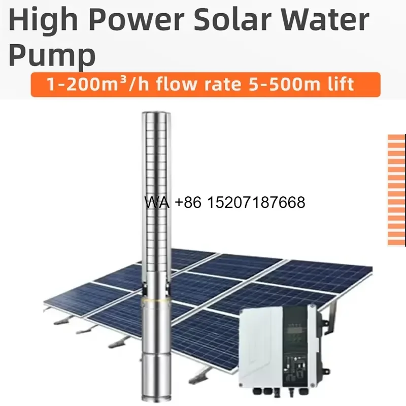 Wmwmnu for Solar Powered Stainless Steel Submersible Pump High Lift Large Flow Deep Well Energy Efficient Rural Irrigation