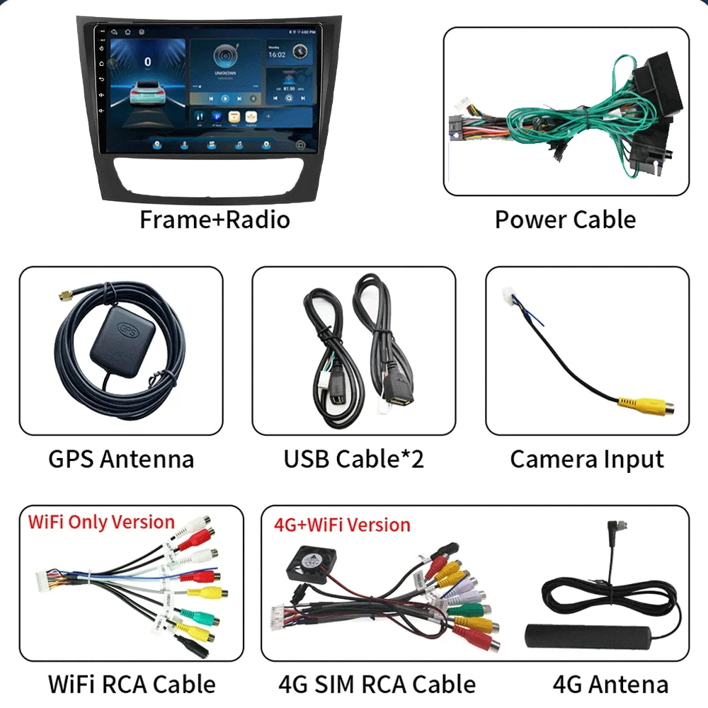 Android 16 Car Radio For Mercedes Benz E-class E Class W211 E200 CLS 2002-2010 Carplay Multimedia Player GPS 5G Wifi CPU Display view 5