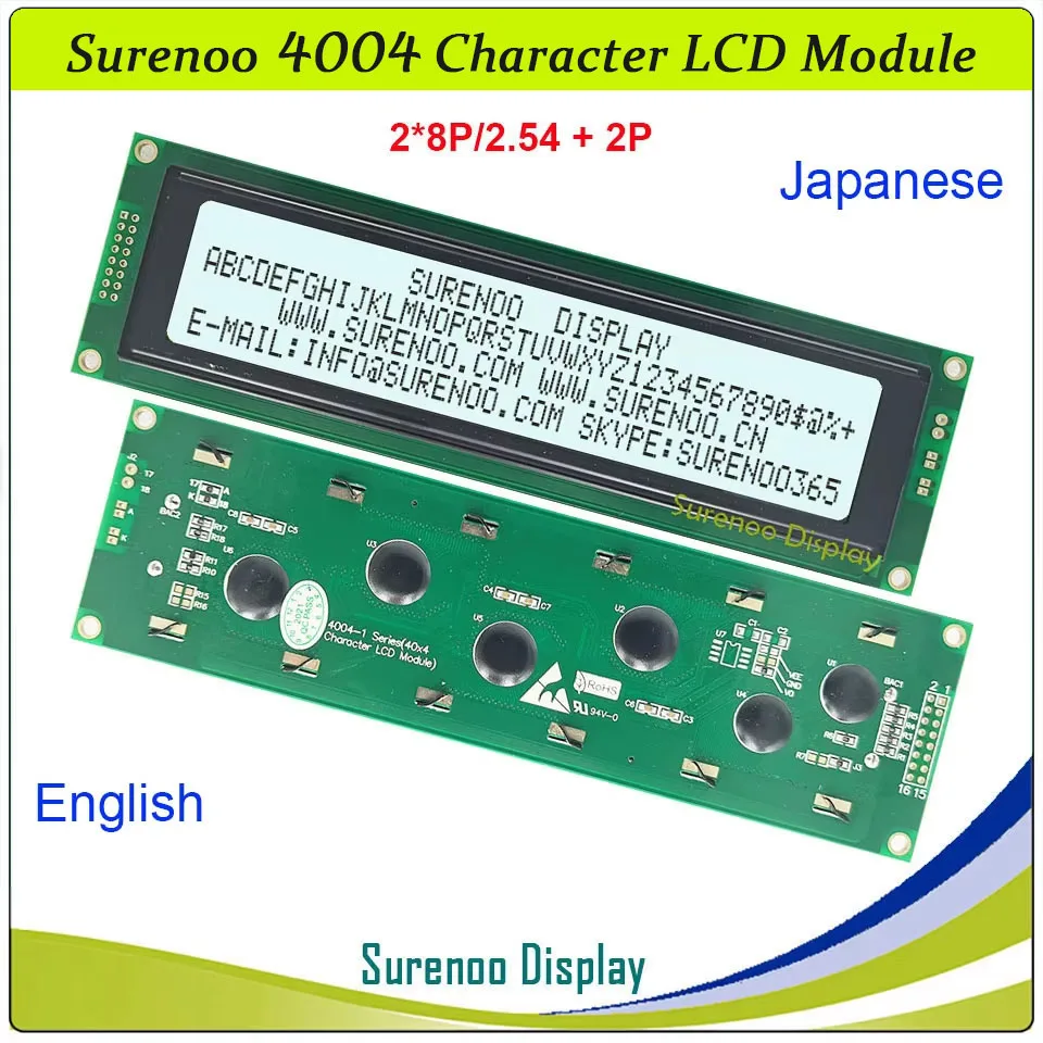 Surenoo 4004 40X4 404 Parallel Serial IIC I2C Character LCD Module Display Screen LCM for Arduino UNO Library Japanese English