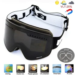 Magnetic Ski Glasses For Skiing Double Lens Mountaineering Glasses UV400 Anti-fog Snowboard Ski Goggle Men Women Snowmobile Mask